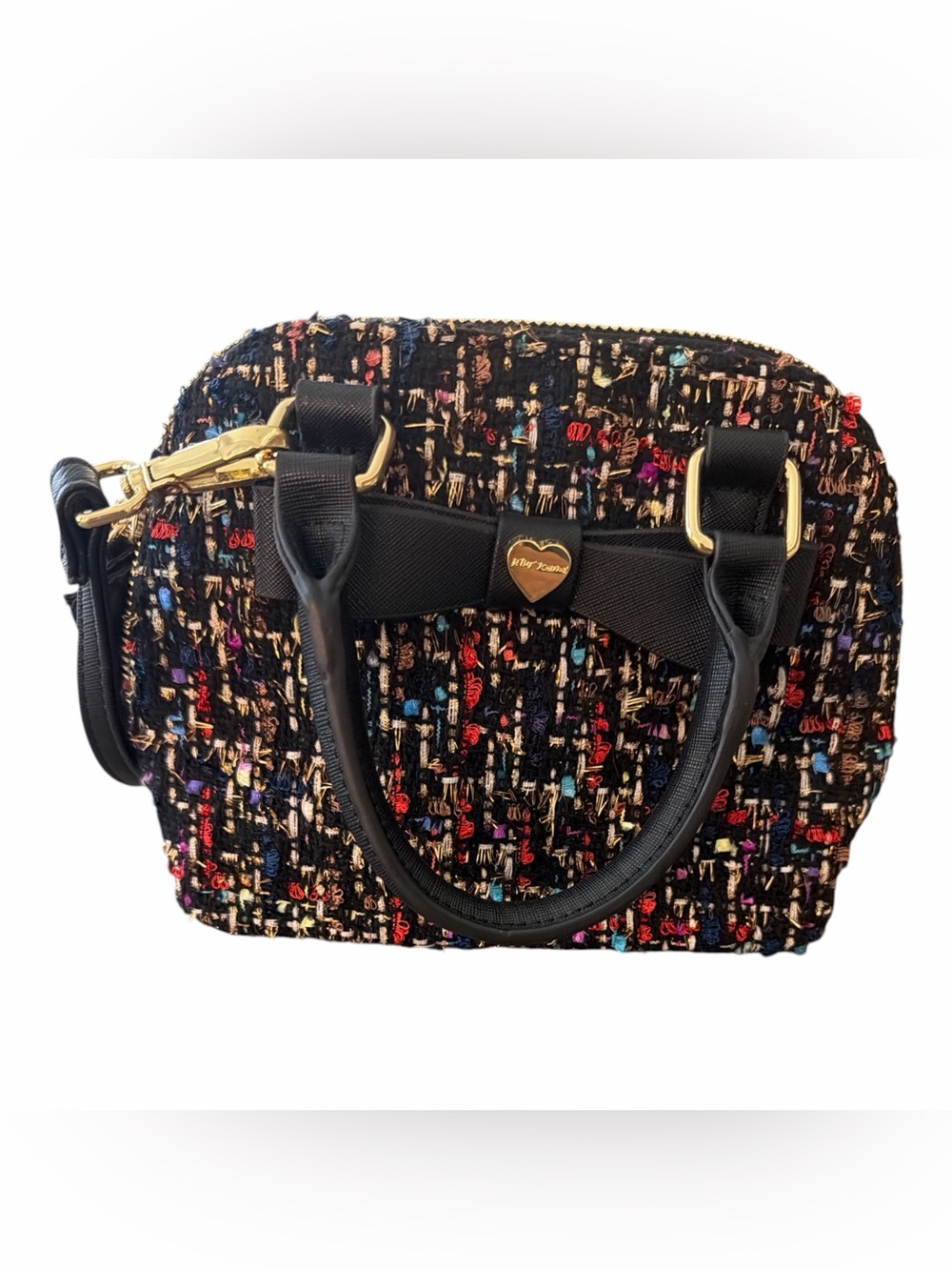 Betsey Johnson Black Tweed Sat he’ll Purse Small